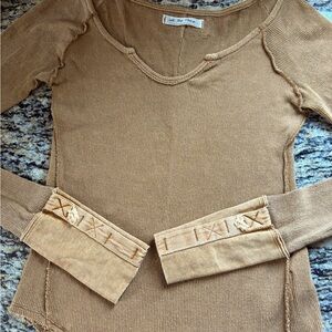 Free People Tan Long Sleeve Tee